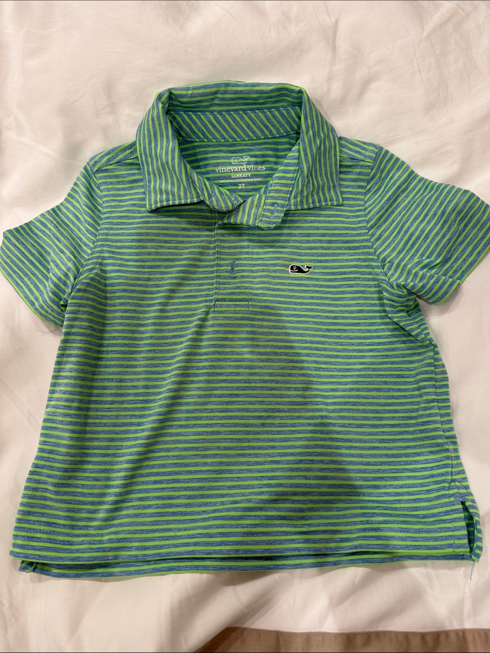 Vineyard Vines Green & Blue Striped Polo - Kids
